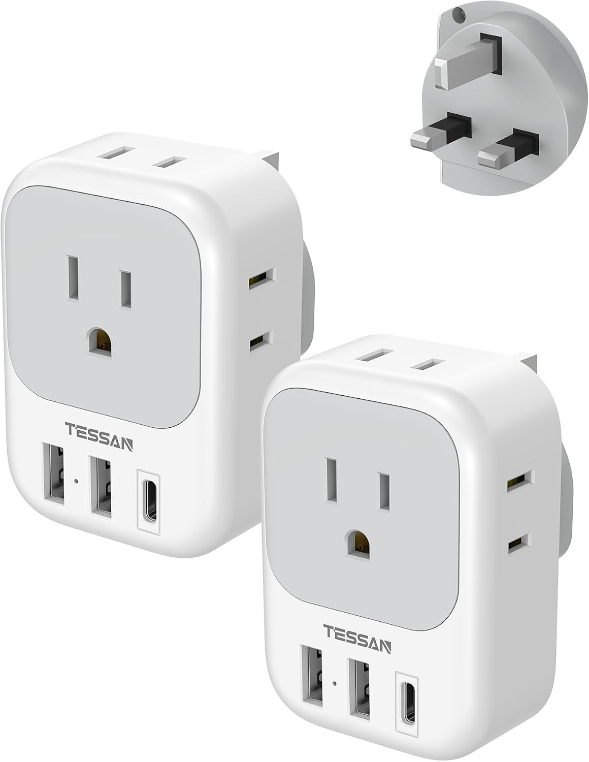 TESSAN UK Adapters for Travel, Type G Adaptor, 2 Pack