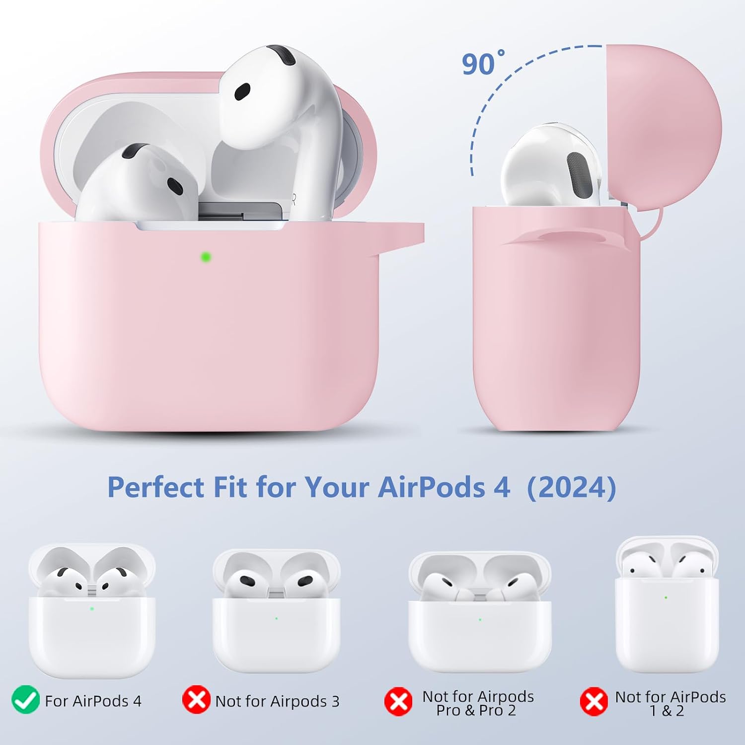 for AirPods 4 Case Cover 2024 with Cleaner Kit, Lightpink