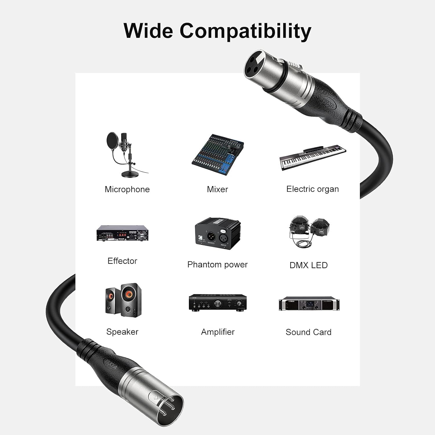 XLR Cable 25ft 10 Packs Microphone Cable with 3-Pin XLR Male to Female