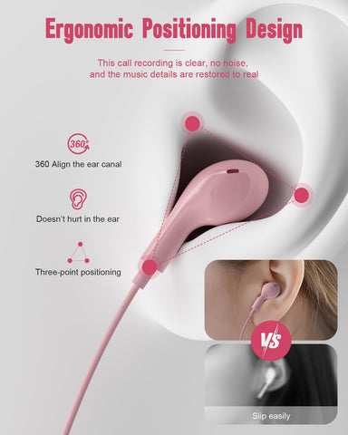 USB C Headphones Wired for iPhone17 16 Pro Max 15 Plus iPad Pro Air Pink