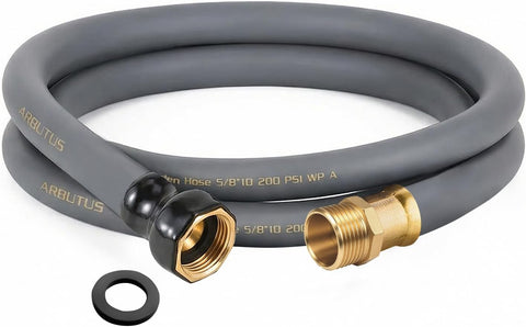 Garden Hose 5/8"x 10ft Brass Rubber Heavy Duty Water Hose 600 PSI Grey
