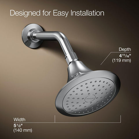 KOHLER 10282-AK-CP Forté® Single-function showerhead, 2.5 GPM, Corrosion Resistant Finish, Polished Chrome