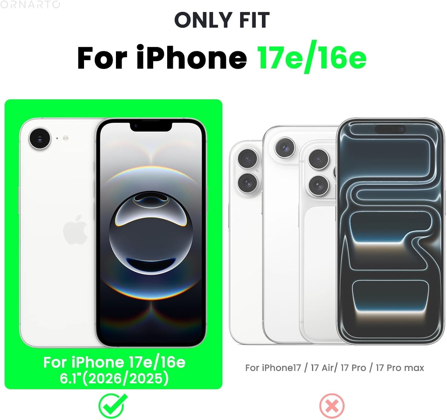 ORNARTO for iPhone 17e Case and for iPhone 16e Case 6.1'', Baby Blue