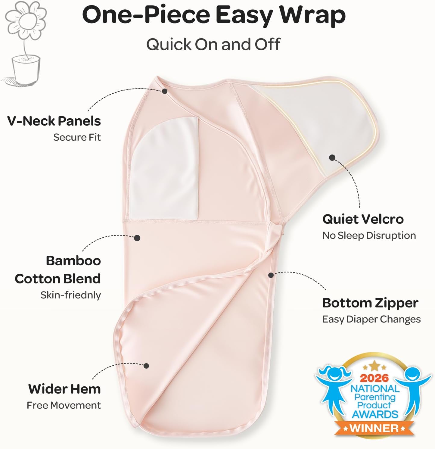 Momcozy Swaddles for Newborns, Quiet Fastener Swaddle for Infant 0-3 Months