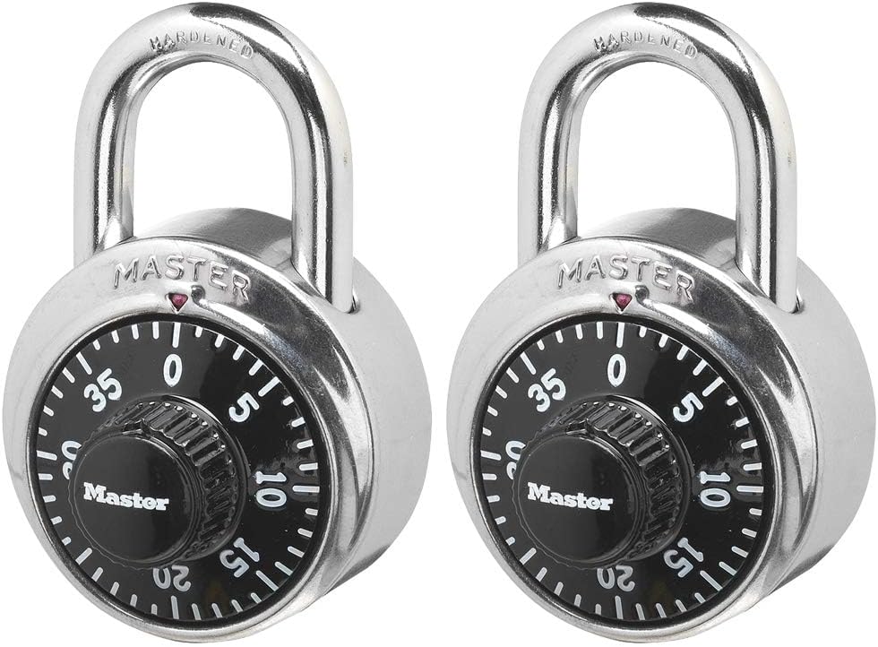 Master Lock Combination Padlock Black School Lock, Indoor Lock 2-Pack 1500T