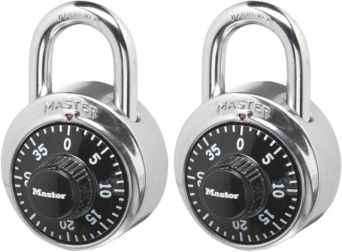 Master Lock Combination Padlock Black School Lock, Indoor Lock 2-Pack 1500T