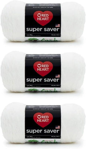 RED HEART Super Saver 3-Pack yarn, SOFT WHITE 3 Pack