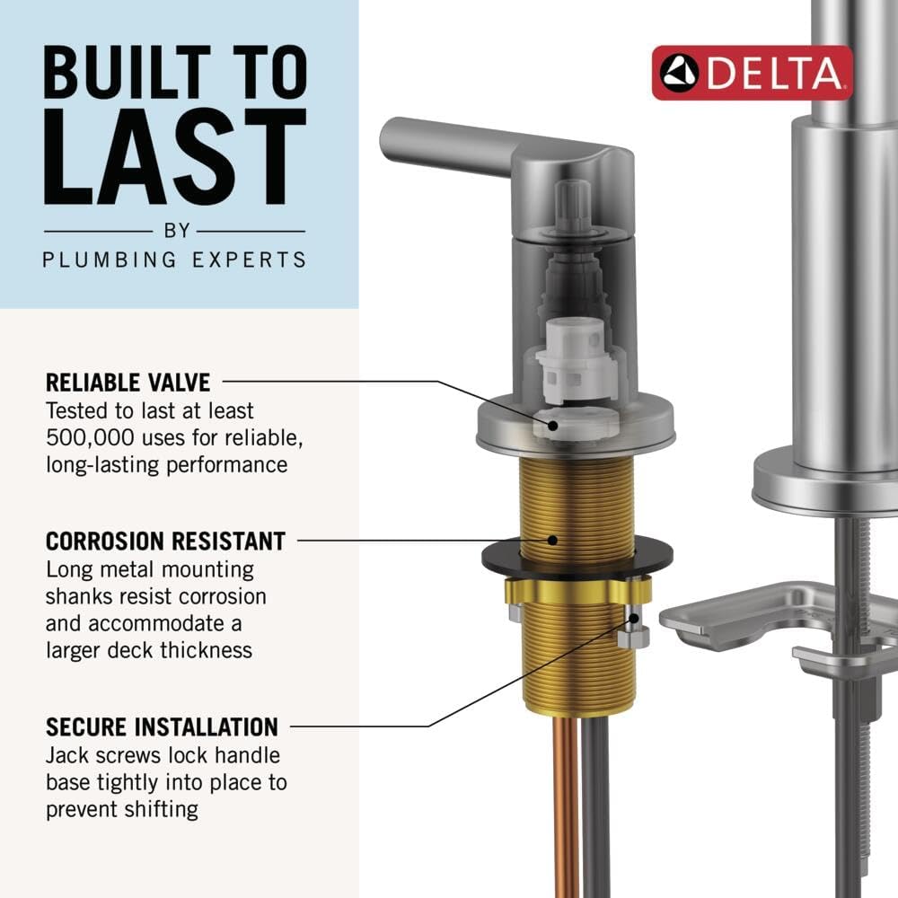Delta Faucet Nicoli Widespread Bathroom Faucet 3 Hole, Matte Black Bathroom Faucet, Bathroom Sink Faucet, 2 Handle Bathroom Faucet, Bath Faucet, Drain Assembly, Matte Black 35749LF-BL