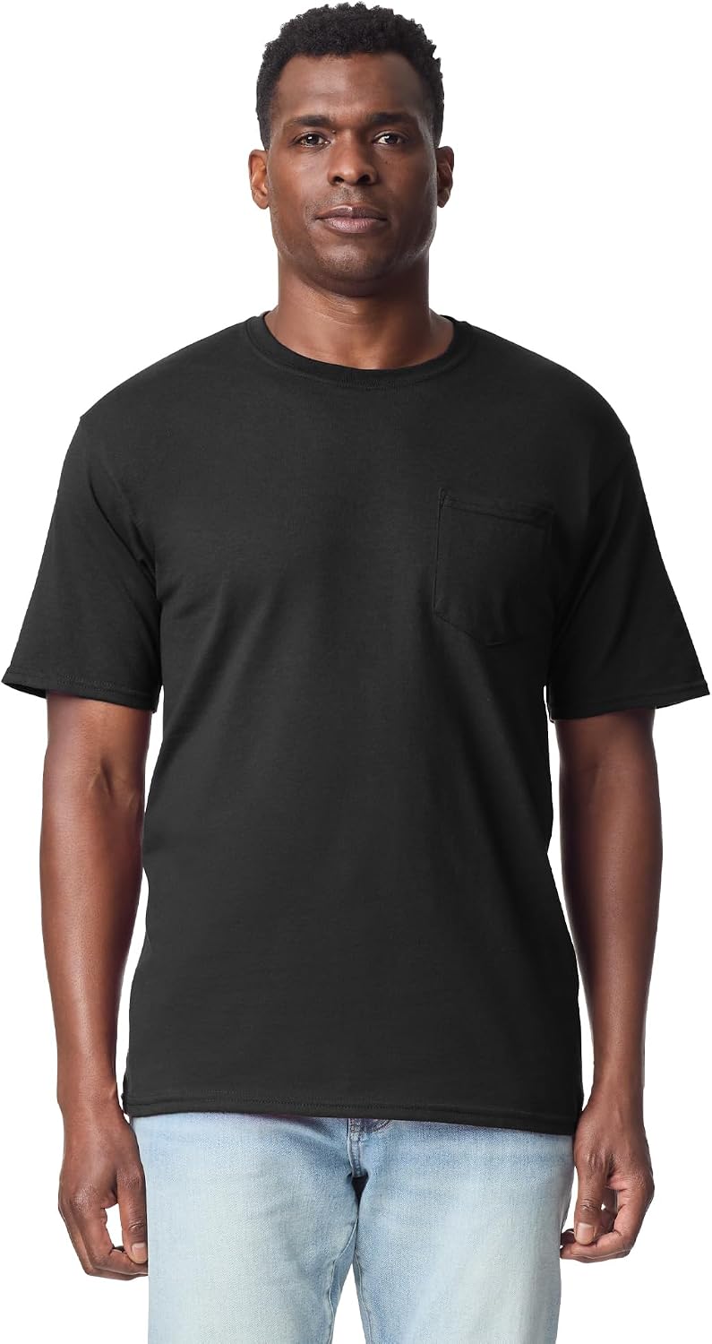 Gildan Unisex Adult DryBlend Workwear T-Shirts with Pocket, 2-Pack