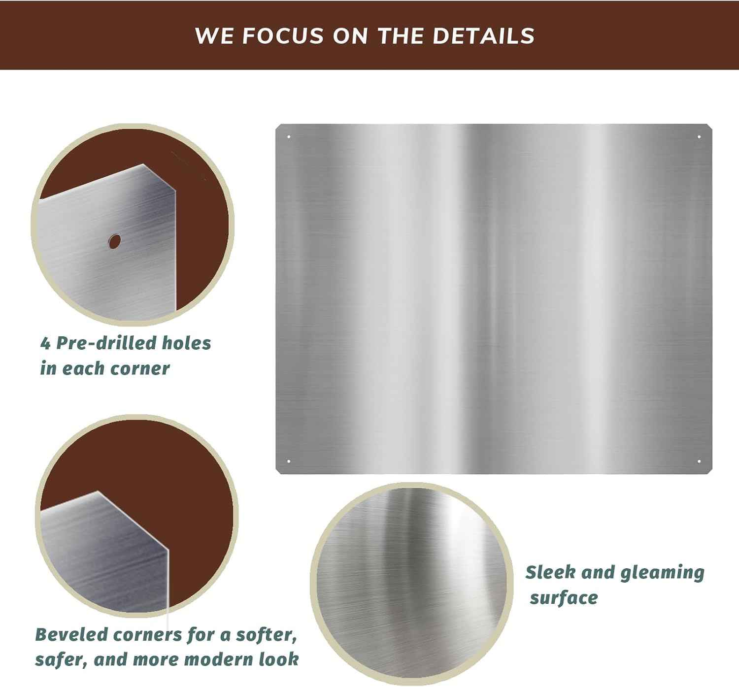30"x23.4" Stainless Steel Backsplash – Brushed Wall Panel for Kitchen Stove – Heat & Grease Resistant – Pre-Drilled Holes, Screws & Gloves Included – Easy Installation & Cleaning