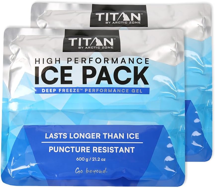 Titan Soft Gel Ice Pack, Lasts Longer Than Ice, Reusable, 2 Packs, 600g