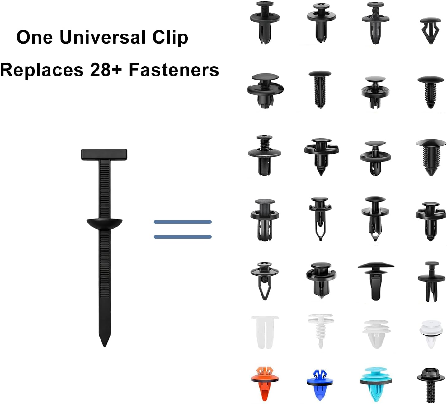 150Pack Nylon Universal Cable Tie Buckle, Zipper Clips for Cars, T Style Zip Ties Button Fixion Tools, Automotive Plastic Rivet Push Pin, Auto Body Parts Trim, Bumper Retainer Fender Liner Door Panel
