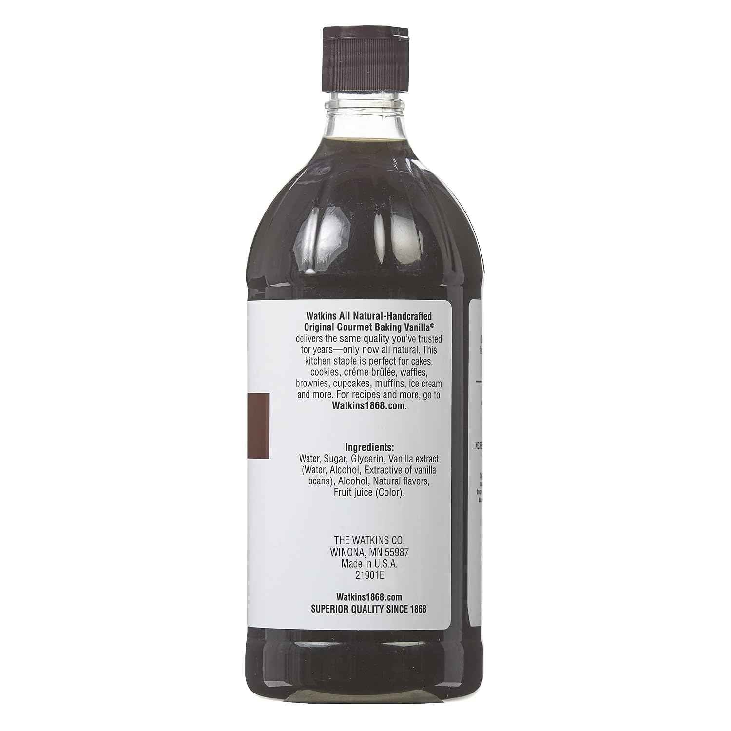 Watkins All Natural Original Gourmet Baking Vanilla, 32 fl. oz. Economy Sized Bottle, 1 Count (21901)