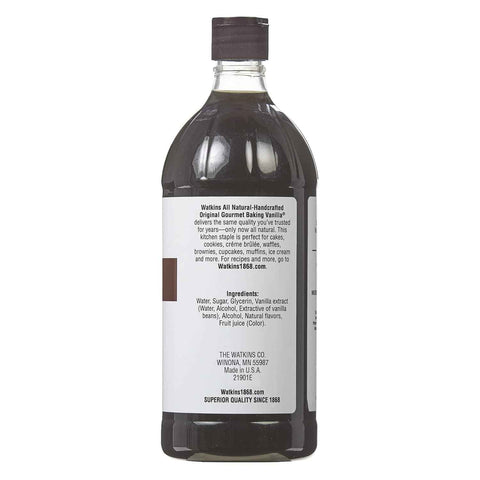 Watkins All Natural Original Gourmet Baking Vanilla, 32 fl. oz. Economy Sized Bottle, 1 Count (21901)