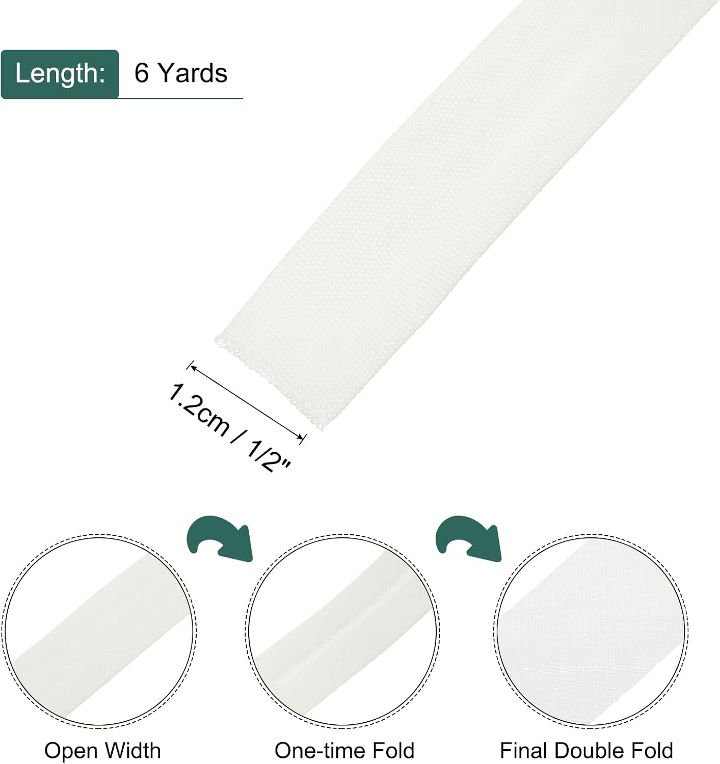 MECCANIXITY 6Ydx1/2" Double Fold Bias Tape for Sewing Seaming Quilting