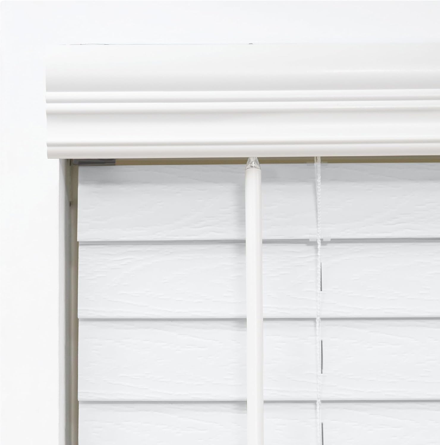 DEZ FURNISHINGS Cordless 2" Signature Faux Wood Blind, 30" W x 84" H, Embossed White