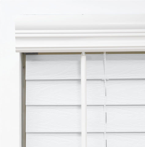 DEZ FURNISHINGS Cordless 2" Signature Faux Wood Blind, 30" W x 84" H, Embossed White