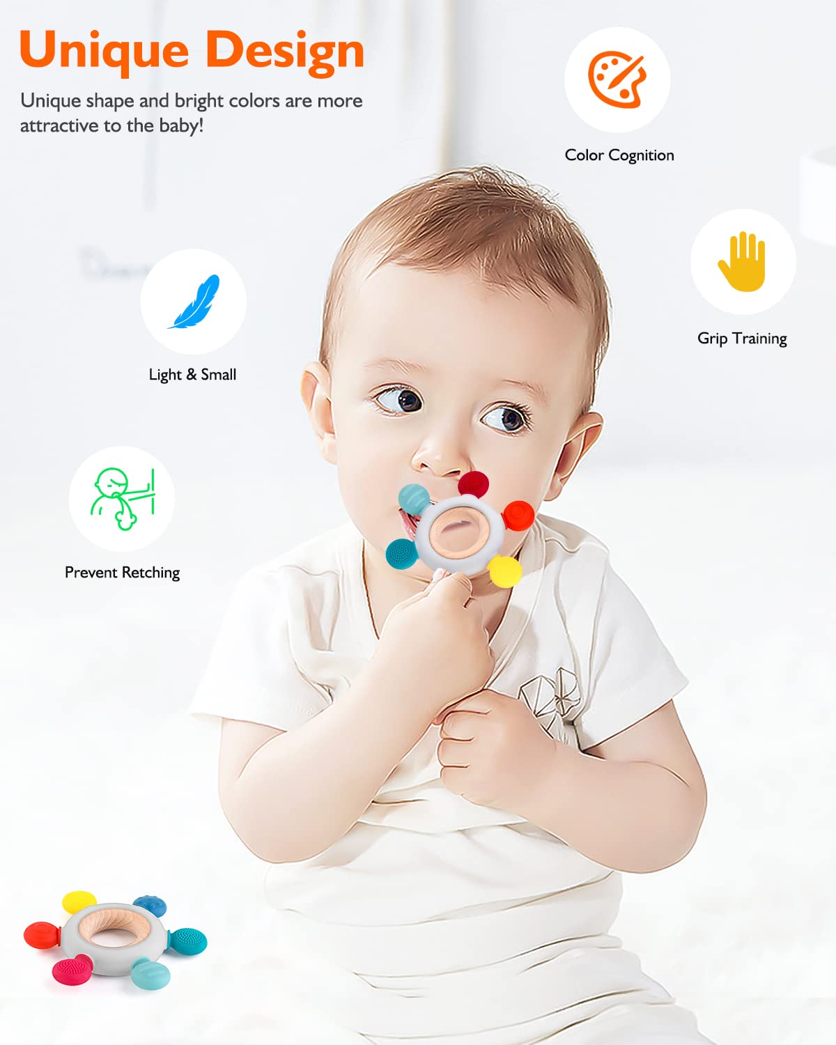 akolik Baby Teething Toys,Silicone Teething Relief Teethers Toy for Babies 0-3-6-9-12 Months Old Boys Girls BPA Free Baby Chew Toys Infant Toys Newborn Accessories
