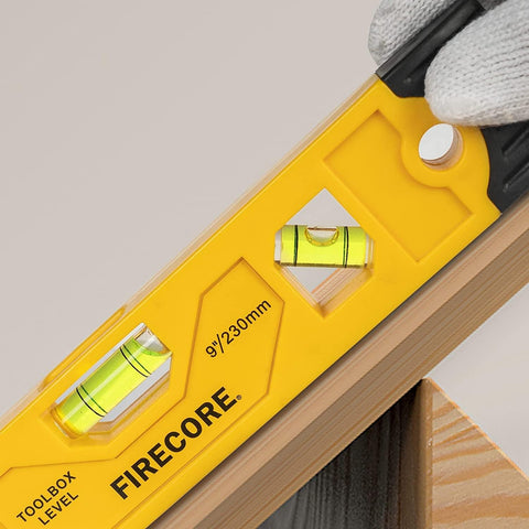 Firecore 2pcs Magnetic Torpedo Level, 9-Inch Shockproof Toolbox Level with 3 Bubble Spirit Level 45 90 180 Degree