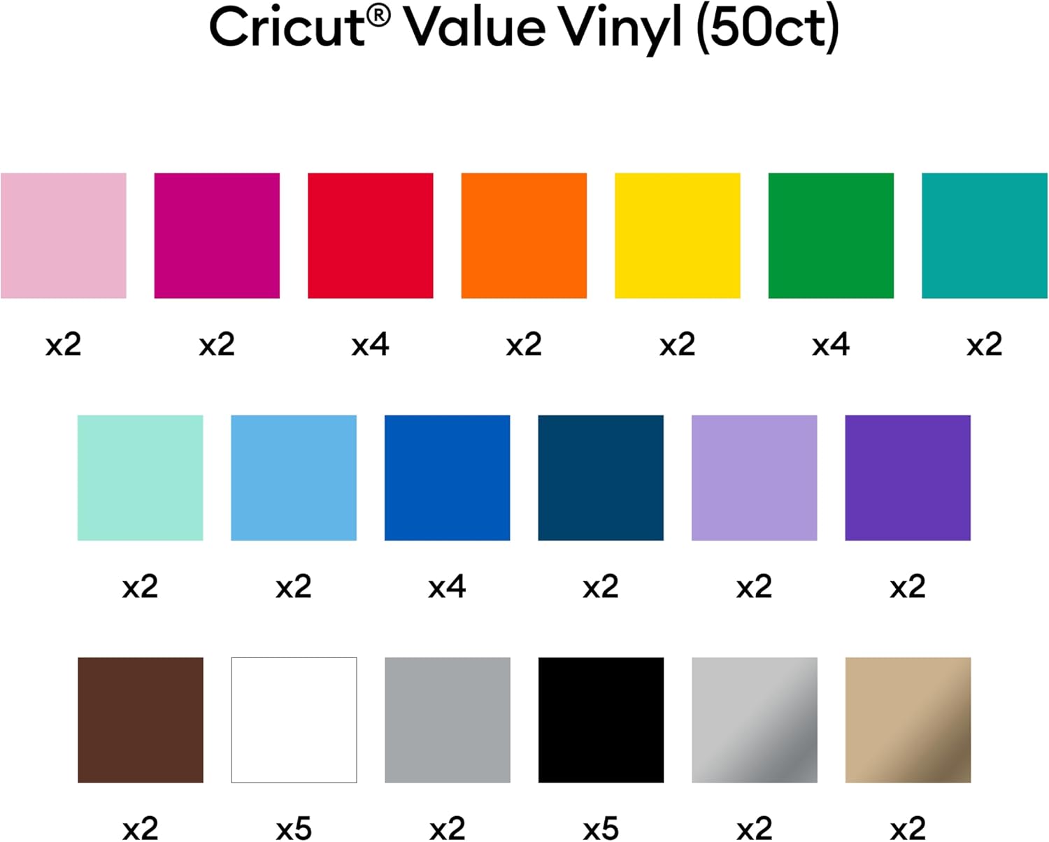 Cricut Value Permanent Vinyl-Rainbow Sampler (12in x 12in Sheets)