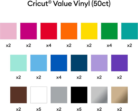 Cricut Value Permanent Vinyl-Rainbow Sampler (12in x 12in Sheets)