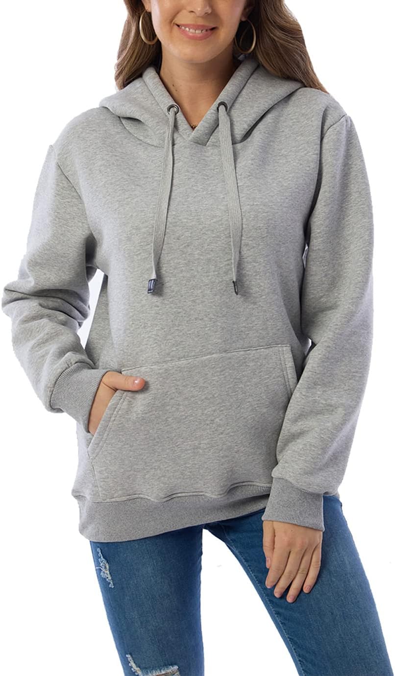 Womens Hooded Sweatshirt Fleece Sherpa Lined Hoodies Winter Causal Loose Fit Pullover