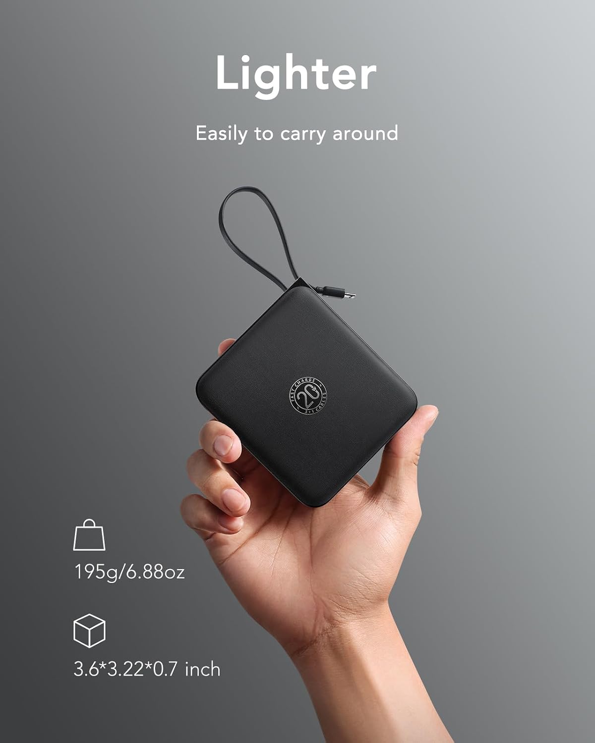 VRURC Portable Charger with Built-in Cables, 10000mAh 22.5W Fast Charging