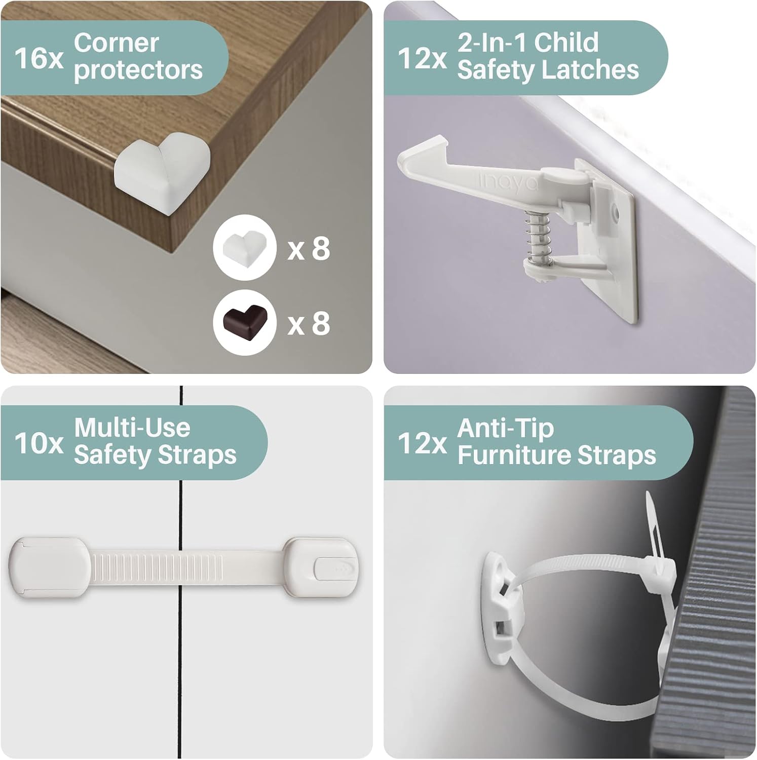 Inaya Deluxe Baby Proofing Kit 50pc, Upgraded Version Baby Safety Products