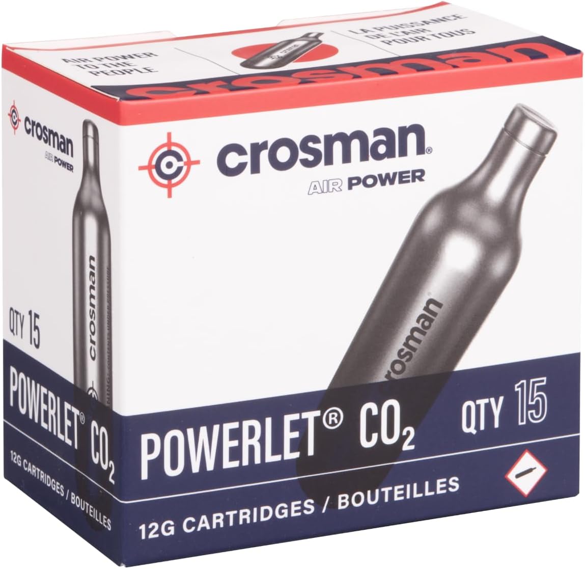 Crosman Powerlet CO2 Cartridges for Air Rifles, Air Pistols & Paintball - Snug Fit, Leak-Free Seal, Durable Metal Construction - Made in USA, Multi-Pack Options.