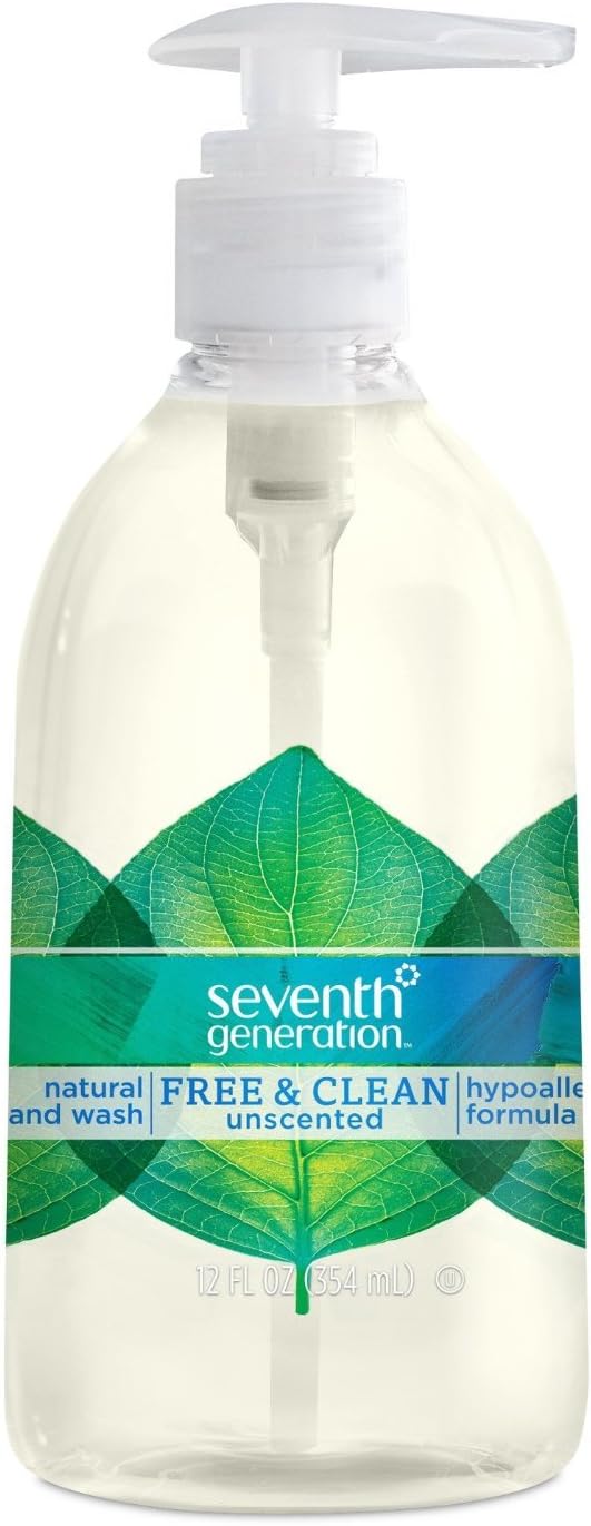 Seventh Generation Liquid Hand Soap Fragrance Free Free & Clean Unscented Hand Soap 12 Fl.oz, Pack of 8