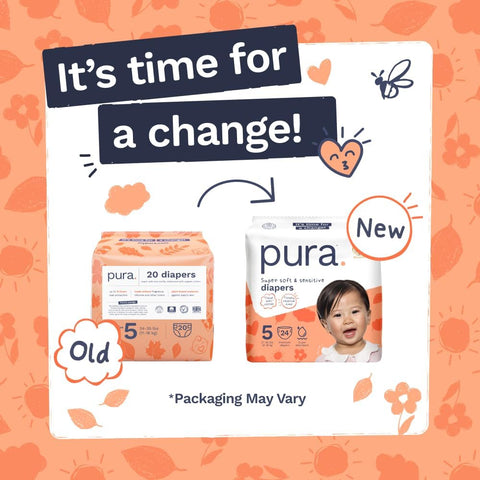 Pura Baby Diapers Size 5 (27-35 lbs) 96 Count Sensitive Skin