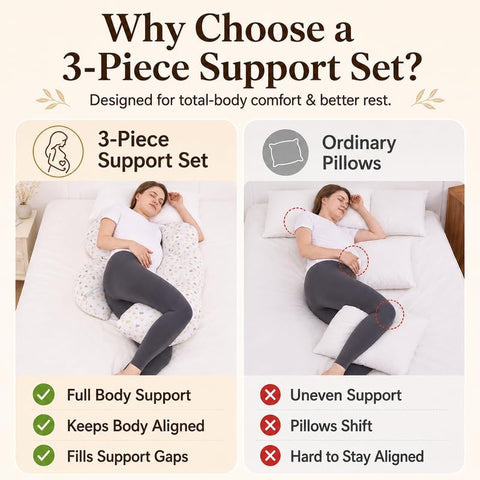 Pregnancy Pillow for Side Sleepers, Full Body Support for Back & Hip Pain Relief, Soft Maternity Pillow with Detachable & Washable Pillow Cover