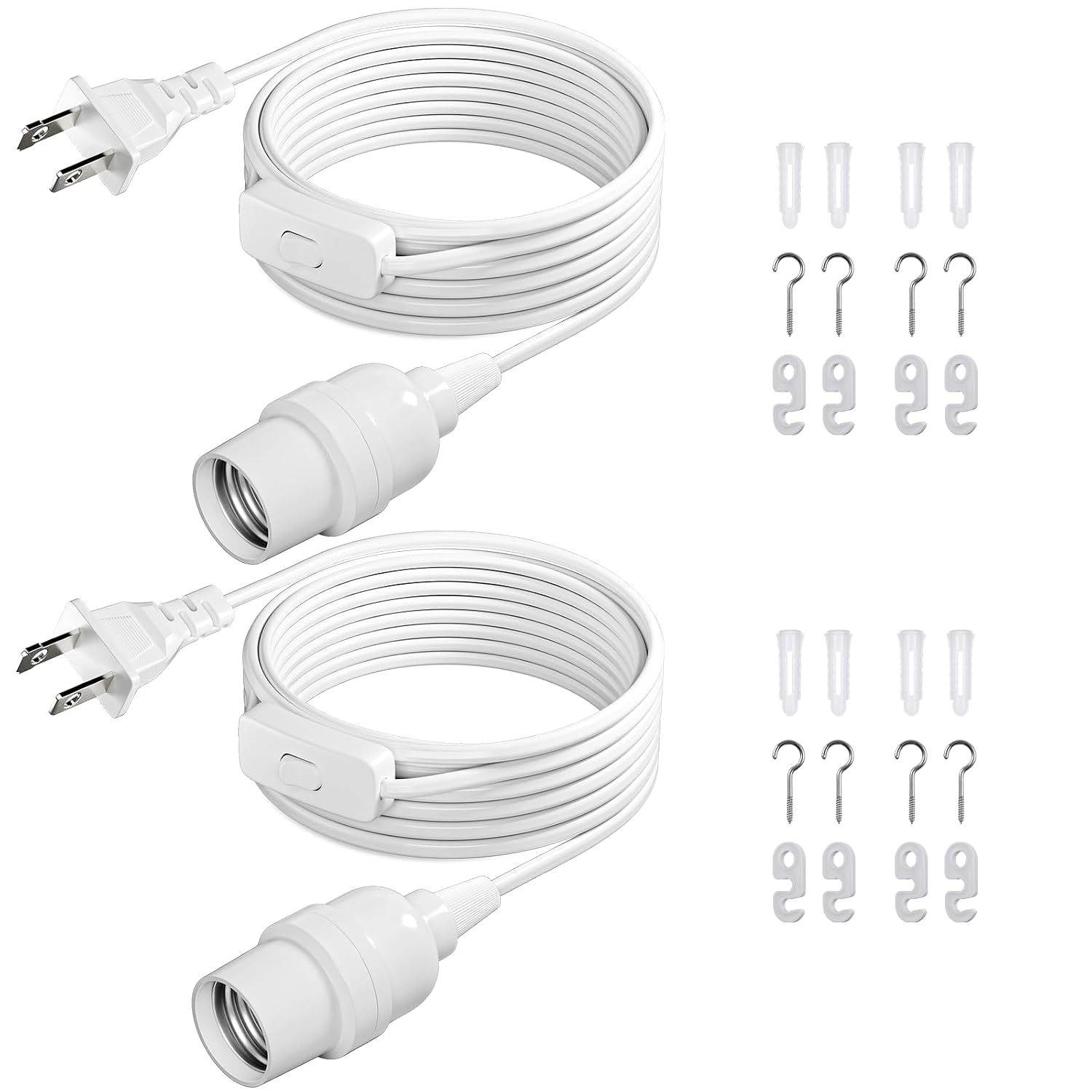 DiCUNO Pendant Light Cord, for Hanging Paper Lantern, 13 Ft, White, 2-Pack