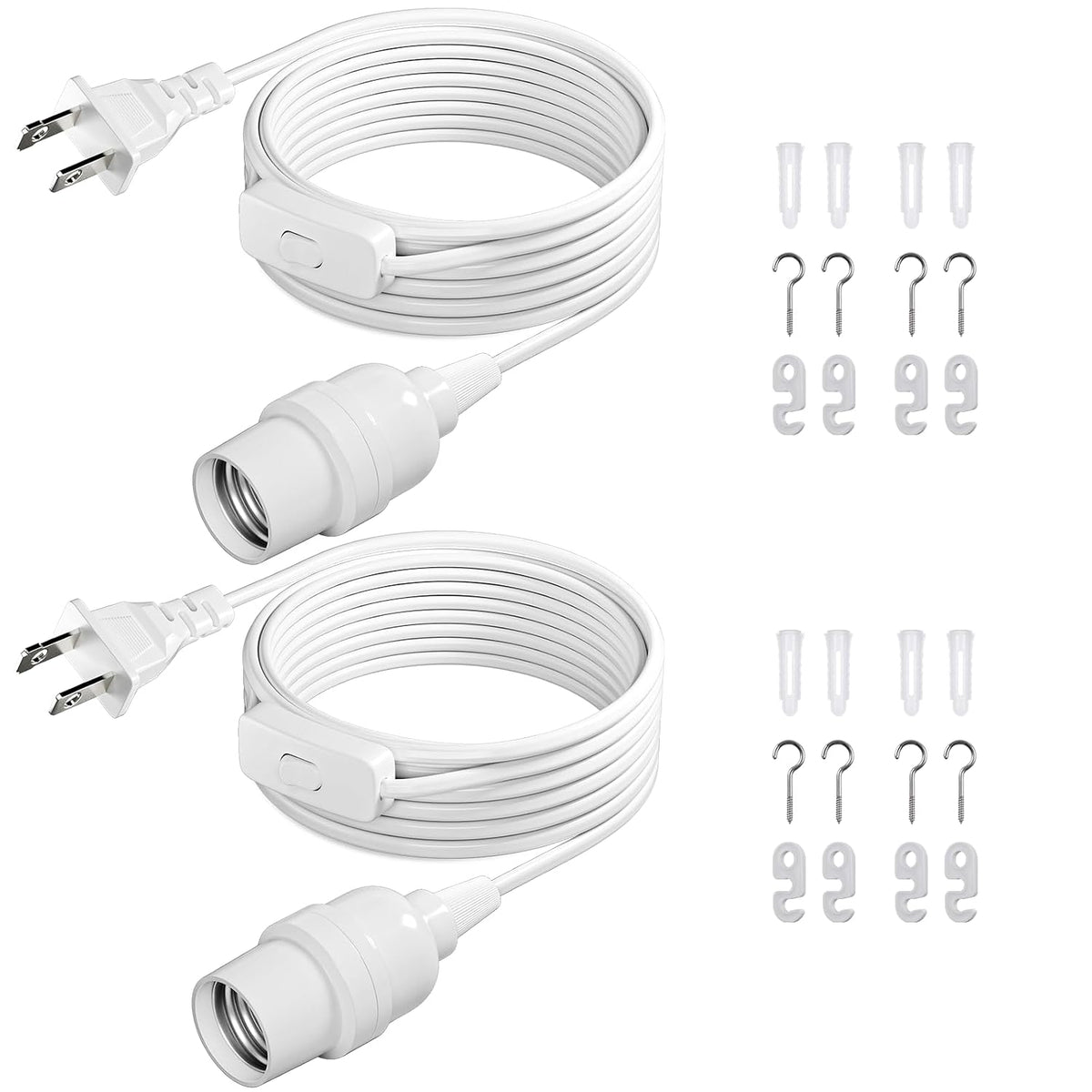 DiCUNO Pendant Light Cord, for Hanging Paper Lantern, 13 Ft, White, 2-Pack