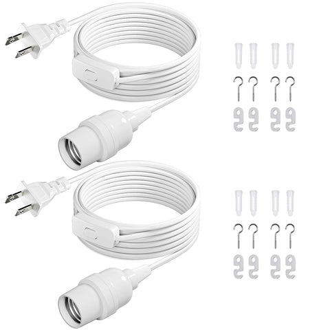DiCUNO Pendant Light Cord, for Hanging Paper Lantern, 13 Ft, White, 2-Pack