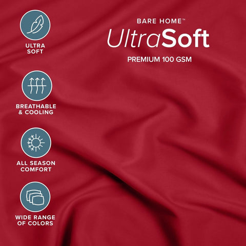 Bare Home 2-Pack Fitted Sheet 1800 Ultra-Soft (Twin XL, Red)