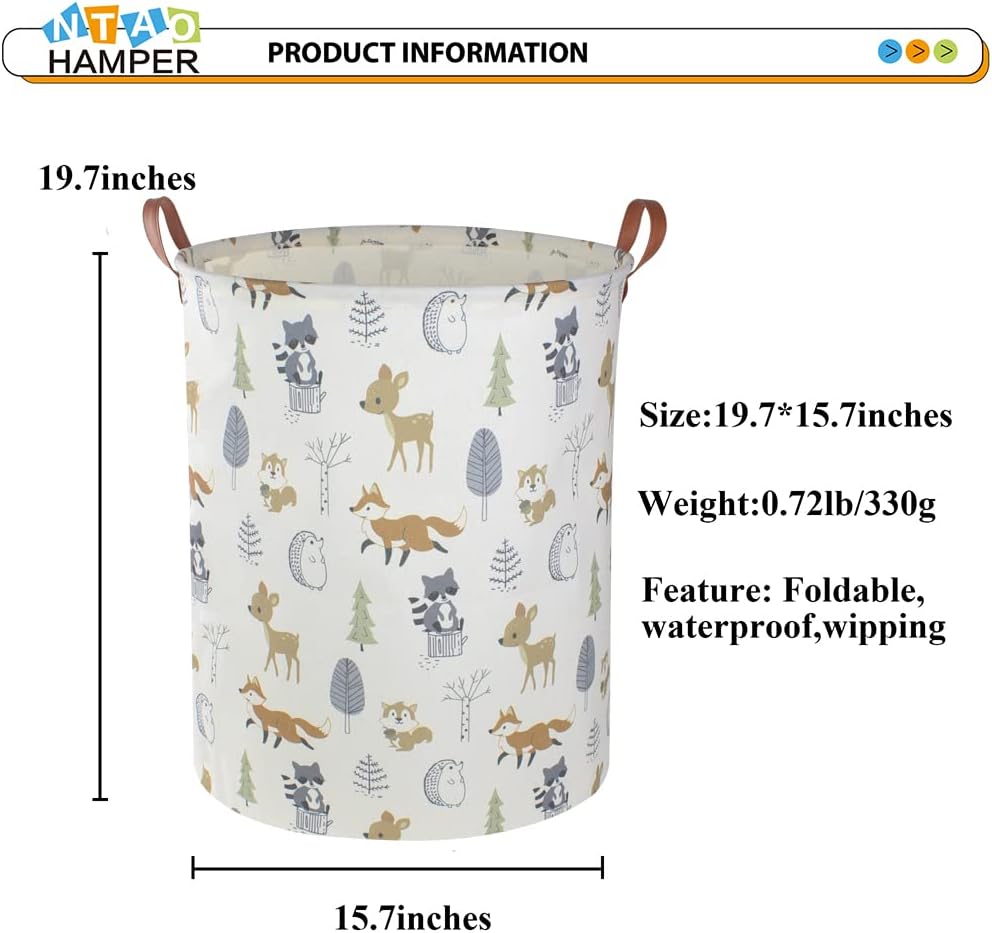 NTAOHAMPER Laundry Hamper, Laundry Basket, Waterproof Storage Bin for Bedroom, Clothes Organizer Basket, Books Box, Room Decor(Animal)