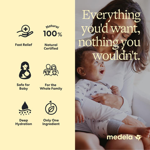 Medela Purelan Lanolin Nipple Cream, Fast Relief, Baby Safe, 37g/1.3oz x1