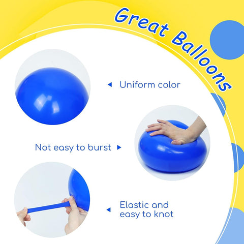 60pcs 12inch Blue and Yellow Balloons with Blue Yellow Confetti Balloons