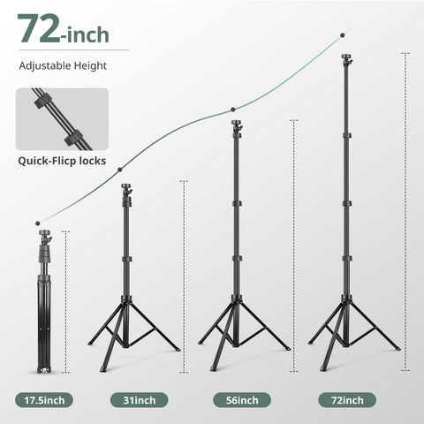 SENSYNE 72" Phone Tripod, Extendable Cell Phone Tripod Stand, Selfie Stick Tripod with Wireless Remote and Phone Holder, Compatible with iPhone Android Phone, Camera