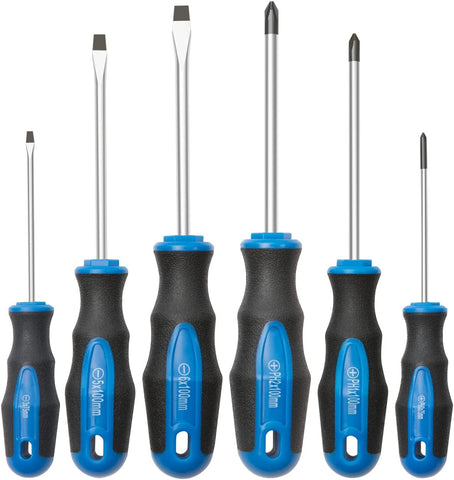 ROTATION 6PC Magnetic Tip Screwdriver Set, 3 Phillips and 3 Flat