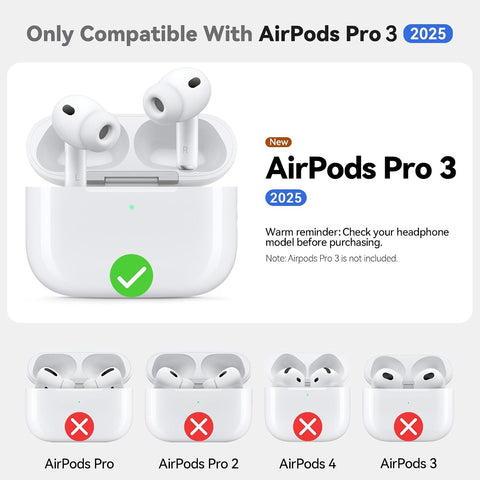 Ljusmicker for AirPods Pro 3 Case 2025 with Cleaner Kit,Black