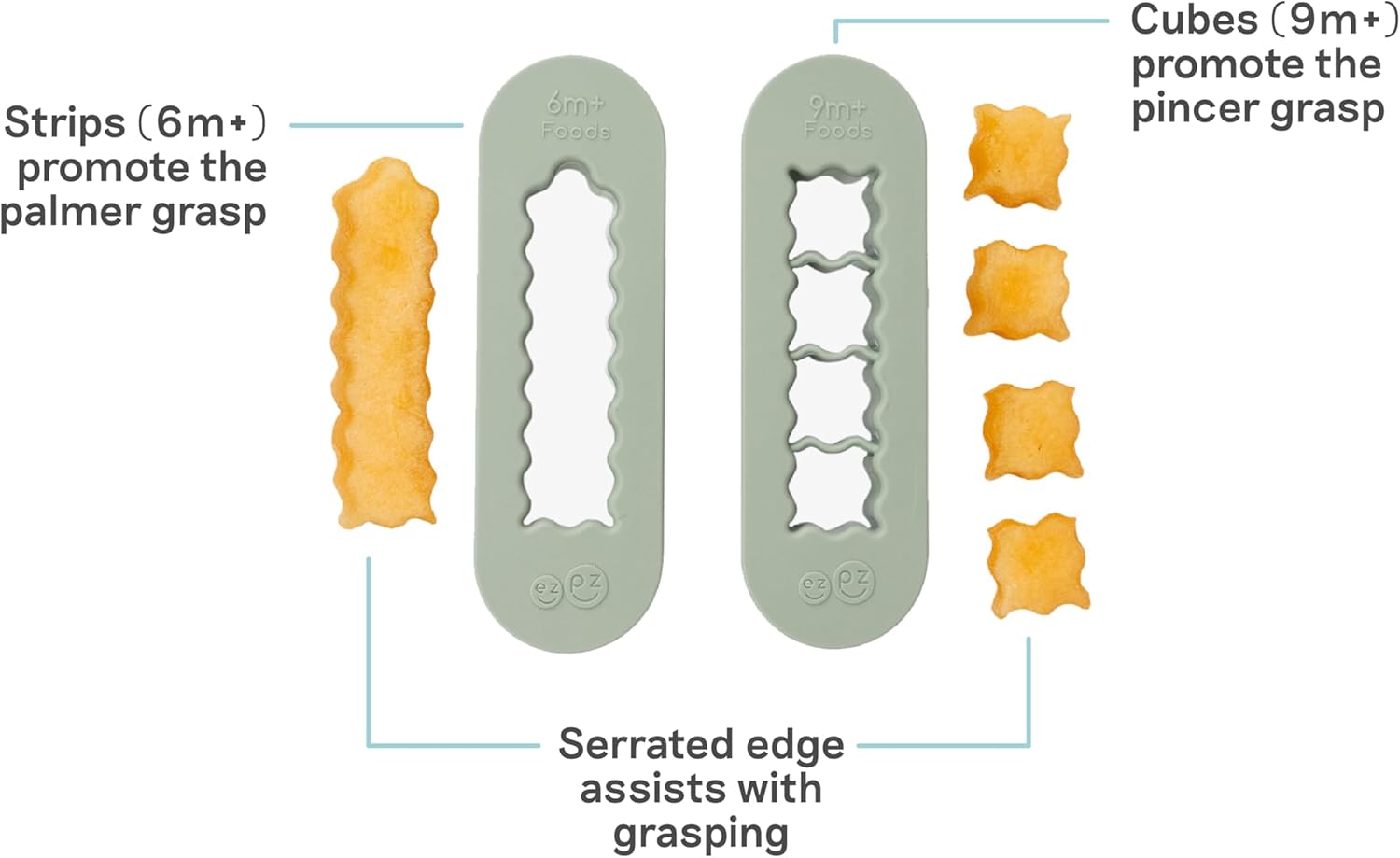 ezpz Baby-Led Weaning Food Cutters (2 pack in Sage) - 6/9 Months +