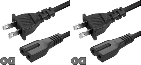 AC 2 Prong Power Cord 10ft Electrical Replacement Power Cable C7P Polarized Plug
