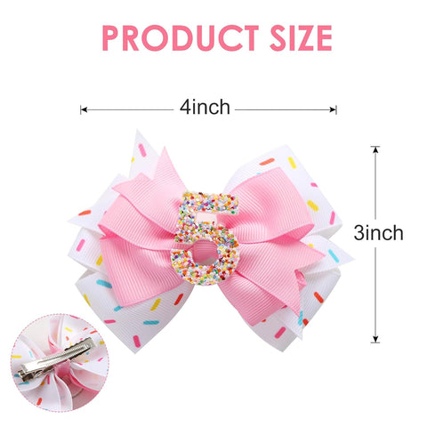 Fancheer 5th Birthday Hair Bow for Baby Girls Pink Ice Cream Accessory