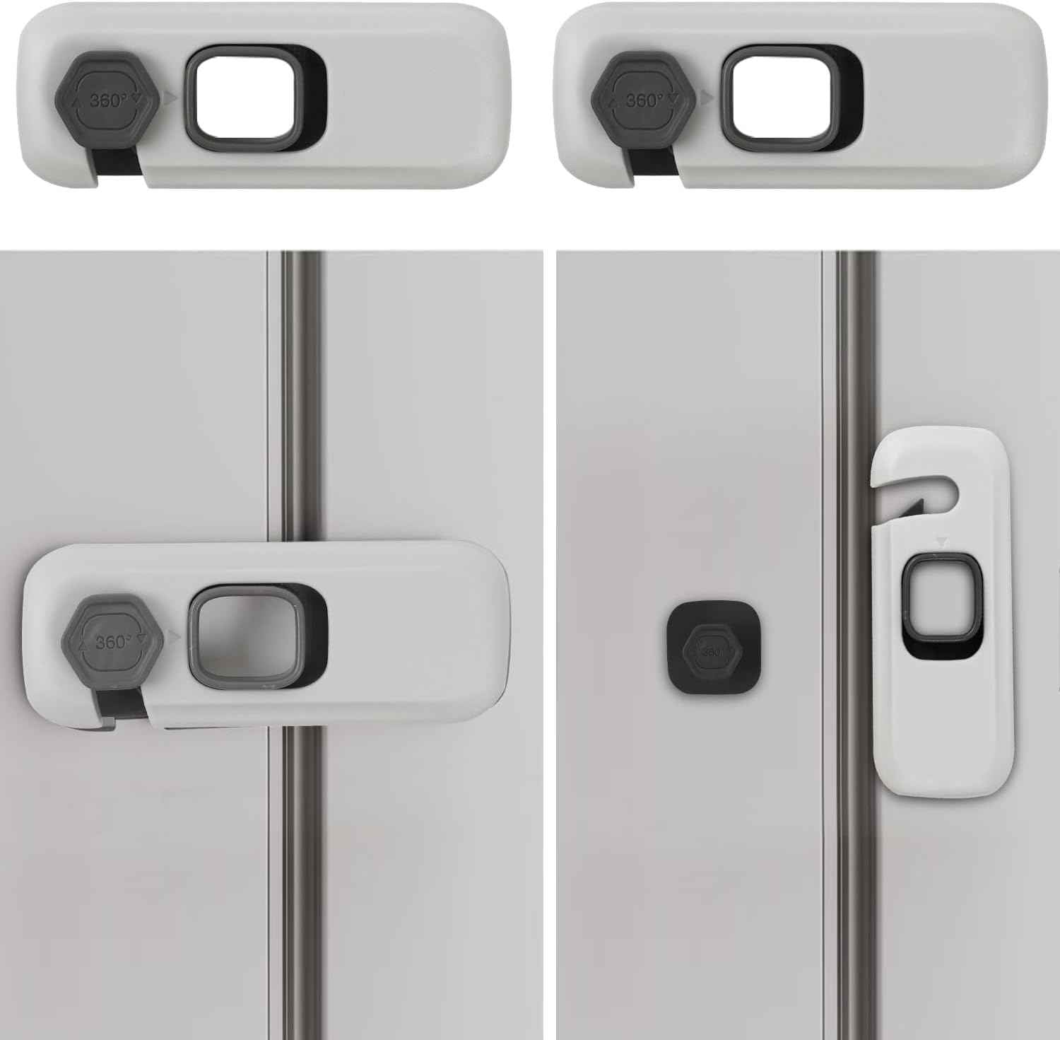 2Pack Child Proof Refrigerator Lock,Fridge Locks for Kids with Sticky Adhesive Pads,Baby Safety Locks for Fridges, Cabinets, Drawers, Double Doors and More (2 Pack)