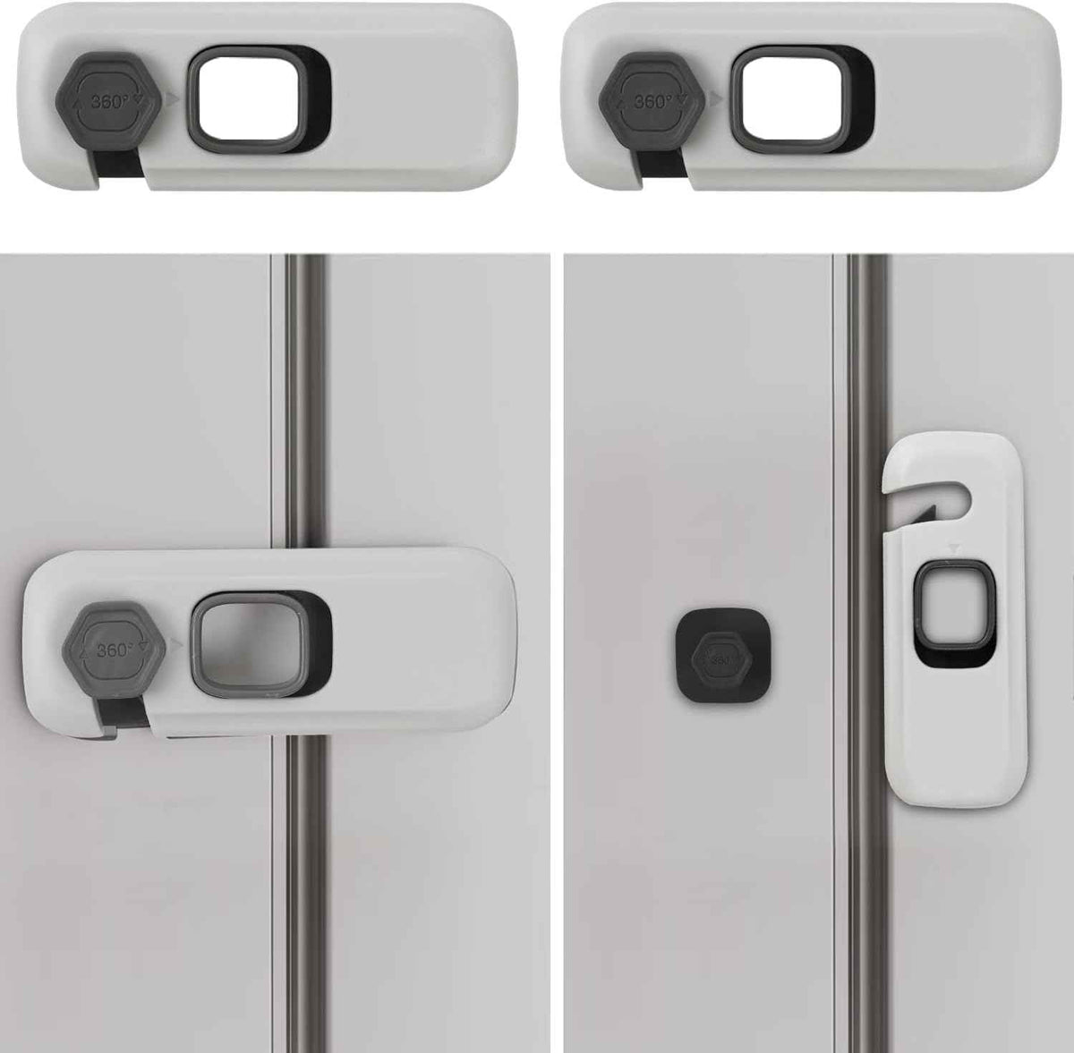 2Pack Child Proof Refrigerator Lock,Fridge Locks for Kids with Sticky Adhesive Pads,Baby Safety Locks for Fridges, Cabinets, Drawers, Double Doors and More (2 Pack)