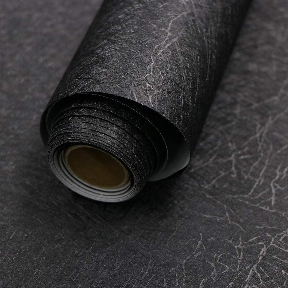 Black Silk Wallpaper Embossed Self Adhesive Peel and Stick Contact Paper