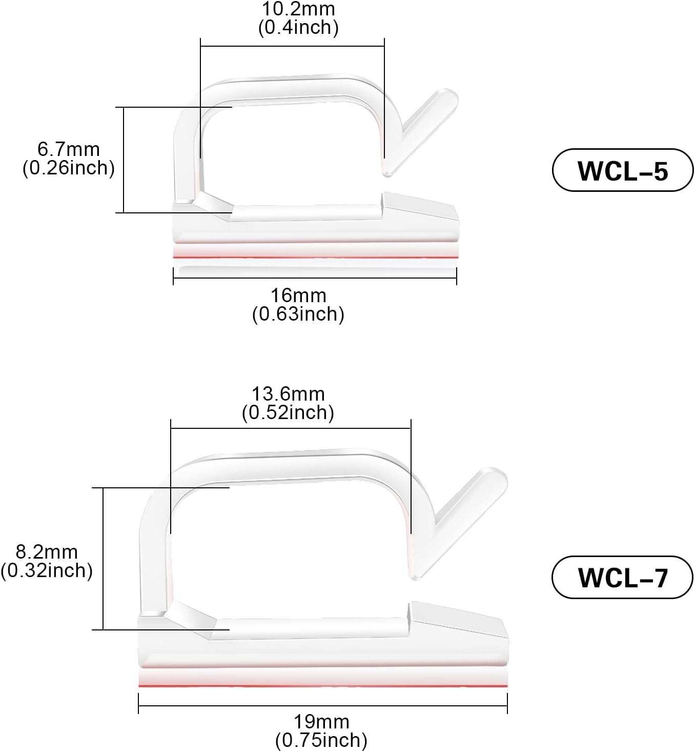 XHF 60PCS 3/4” Clear Adhesive Cable Wire Wall Light Clips, Cord Holder