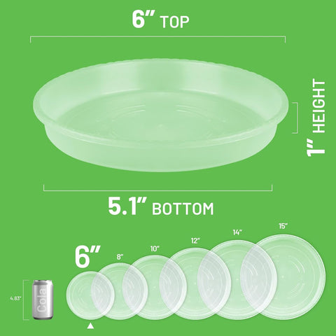 MUDEELA 6-Pack Plastic Plant Saucers Tray for Indoor, 6 Inches, Clear